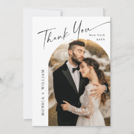 Elegante minimalistische handschrift bruiloft 2 fo bedankkaart