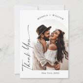Elegante minimalistische handschrift bruiloft 2 fo bedankkaart (Voorkant)