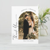 Elegante minimalistische handschrift bruiloft 2 fo bedankkaart (Staand voorkant)