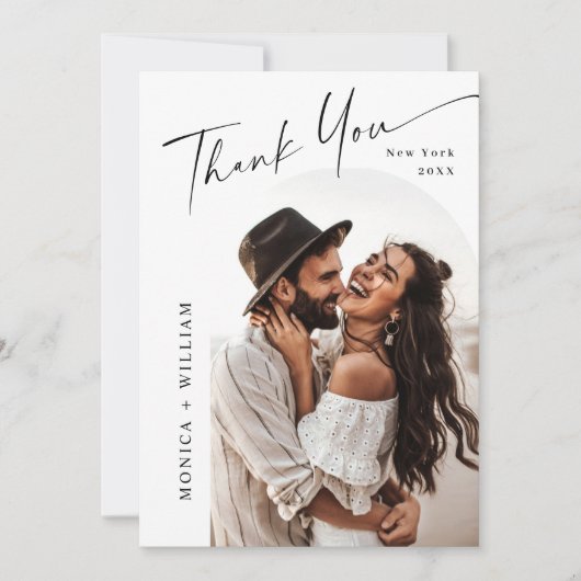 Elegante minimalistische handschrift bruiloft 2 fo bedankkaart (Voorkant)