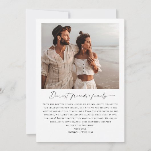 Elegante minimalistische handschrift bruiloft 2 fo bedankkaart (Achterkant)