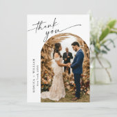 Elegante minimalistische handschrift bruiloft 2 fo bedankkaart (Staand voorkant)