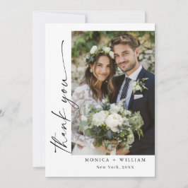 Elegante minimalistische handschrift bruiloft 2 fo bedankkaart