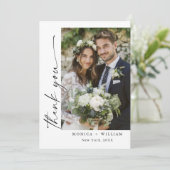 Elegante minimalistische handschrift bruiloft 2 fo bedankkaart (Staand voorkant)