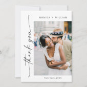 Elegante minimalistische handschrift bruiloft 2 fo bedankkaart (Voorkant)