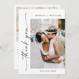 Elegante minimalistische handschrift bruiloft 2 fo bedankkaart