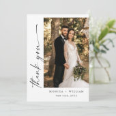 Elegante minimalistische handschrift bruiloft 2 fo bedankkaart (Staand voorkant)