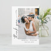 Elegante minimalistische handschrift bruiloft 5 fo bedankkaart (Staand voorkant)