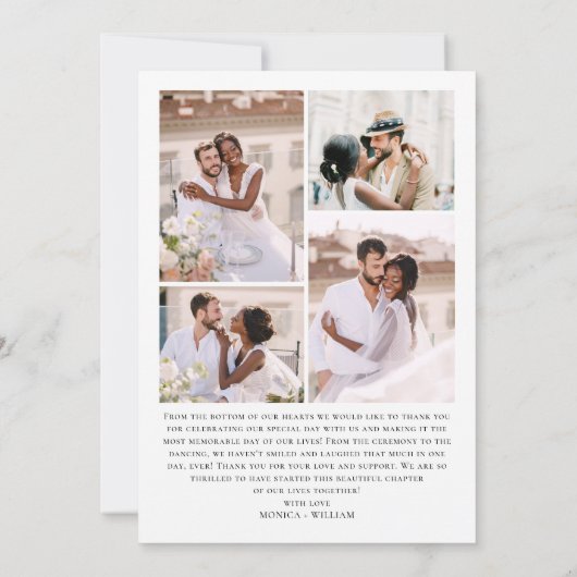 Elegante minimalistische handschrift bruiloft 5 fo bedankkaart (Achterkant)