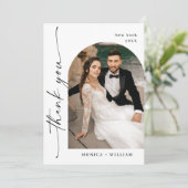 Elegante minimalistische handschrift bruiloft 5 fo bedankkaart (Staand voorkant)