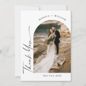 Elegante minimalistische handschrift bruiloft 5 fo bedankkaart (Voorkant)