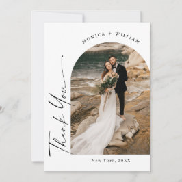 Elegante minimalistische handschrift bruiloft 5 fo bedankkaart