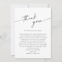 Elegante minimalistische handschrift bruiloft één bedankkaart