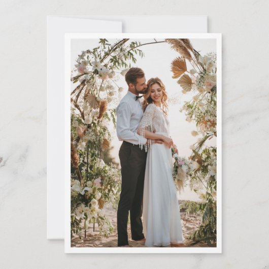 Elegante minimalistische handschrift bruiloft één  bedankkaart (Achterkant)