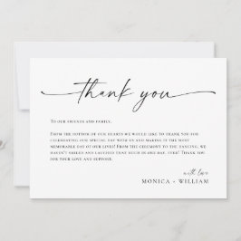 Elegante minimalistische handschrift bruiloft één bedankkaart