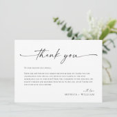 Elegante minimalistische handschrift bruiloft één bedankkaart (Staand voorkant)