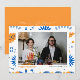 Elegante minimalistische Happy Hanukkah familie 1  Feestdagenkaart