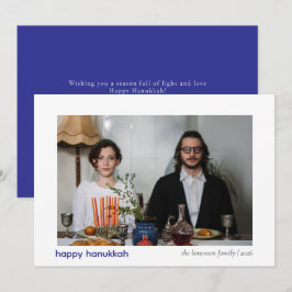 Elegante minimalistische Happy Hanukkah familie 1  Feestdagenkaart