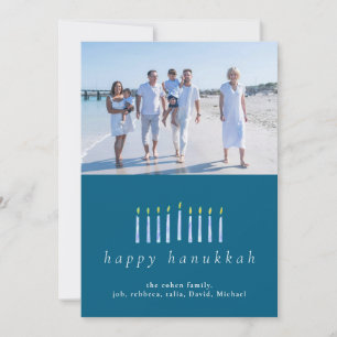 Elegante minimalistische Happy Hanukkah familie 1  Feestdagenkaart