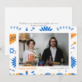 Elegante minimalistische Happy Hanukkah familie 1  Feestdagenkaart