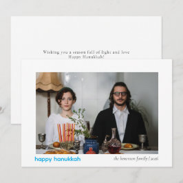 Elegante minimalistische Happy Hanukkah familie 1  Feestdagenkaart