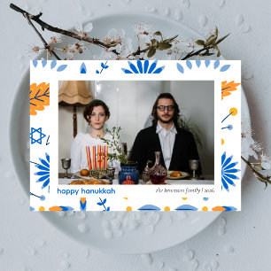Elegante minimalistische Happy Hanukkah familie 1 Feestdagenkaart