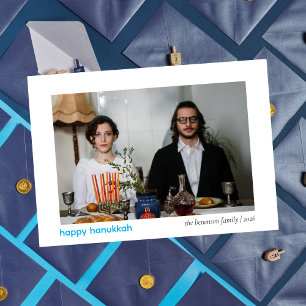 Elegante minimalistische Happy Hanukkah familie 1  Feestdagenkaart