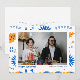 Elegante minimalistische Happy Hanukkah familie 1  Feestdagenkaart