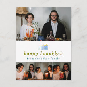 Elegante minimalistische Happy Hanukkah familie 4  Feestdagenkaart