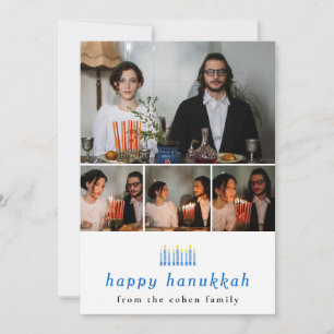 Elegante minimalistische Happy Hanukkah familie 4 Feestdagenkaart