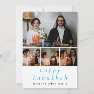 Elegante minimalistische Happy Hanukkah familie 4 Feestdagenkaart