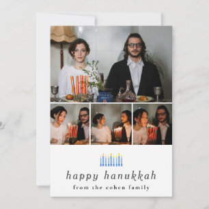 Elegante minimalistische Happy Hanukkah familie 4 Feestdagenkaart