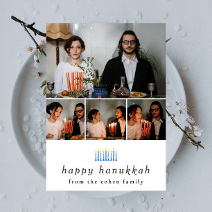 Elegante minimalistische Happy Hanukkah familie 4  Feestdagenkaart