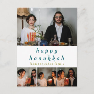 Elegante minimalistische Happy Hanukkah familie 4  Feestdagenkaart