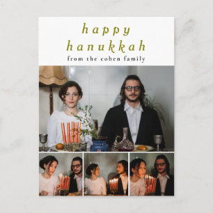 Elegante minimalistische Happy Hanukkah familie 4  Feestdagenkaart