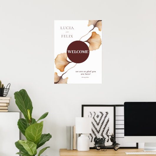 Elegante minimalistische herfst bruiloft welkom poster (Thuiskantoor)