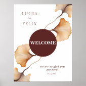 Elegante minimalistische herfst bruiloft welkom poster (Voorkant)