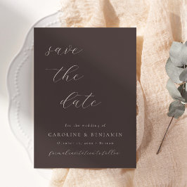 Elegante Minimalistische Herfst Bruine Kalligrafie Save The Date