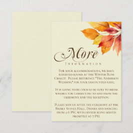 Elegante Minimalistische Herfstbladeren Huwelijksd Informatiekaartje