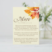 Elegante minimalistische herfstbladeren trouwdetai informatiekaartje (Staand voorkant)