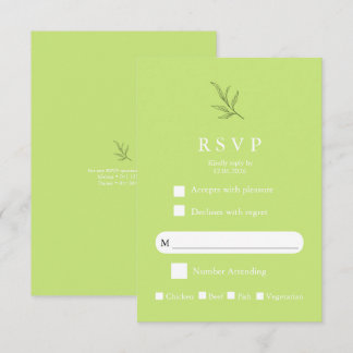 Elegante Minimalistische Huwelijks-RSVP-Kaart Mode RSVP Kaartje