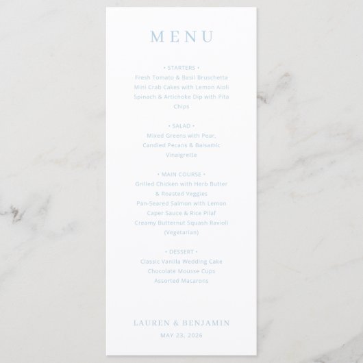 Elegante Minimalistische Huwelijksmenu Menu (Voorkant)