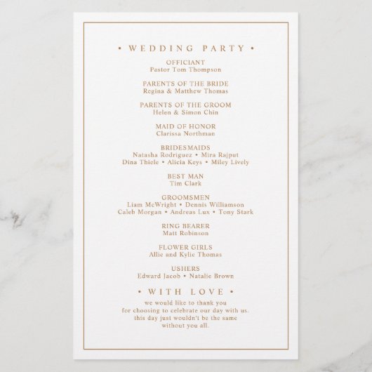 Elegante & minimalistische huwelijksprogramma's (Achterkant)