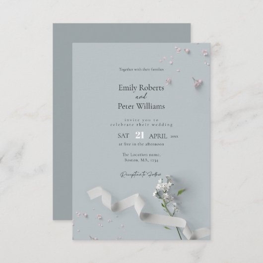 Elegante minimalistische huwelijksuitnodiging kaart (Voorkant / Achterkant)