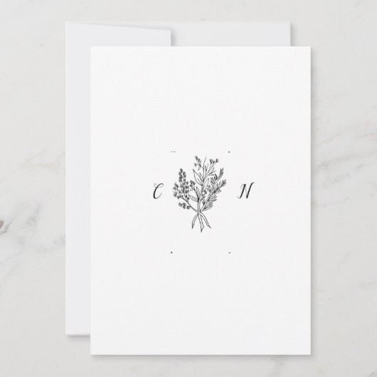 Elegante minimalistische huwelijksuitnodiging kaart (Achterkant)