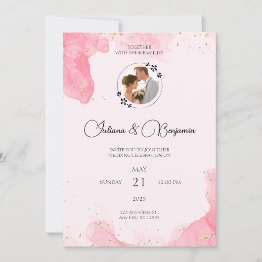 Elegante minimalistische huwelijksuitnodiging met  kaart (Voorkant)