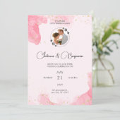 Elegante minimalistische huwelijksuitnodiging met  kaart (Staand voorkant)