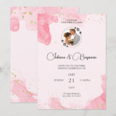 Elegante minimalistische huwelijksuitnodiging met  kaart (Voorkant / Achterkant)