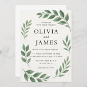 Elegante minimalistische huwelijksuitnodiging met  kaart (Voorkant / Achterkant)