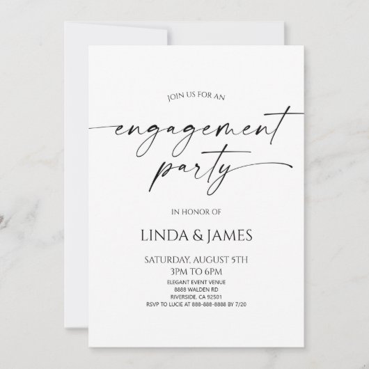 Elegante minimalistische huwelijksverlovingsfeest kaart (Voorkant)